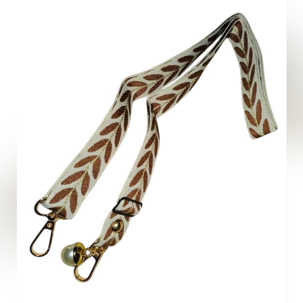 NWoT Wide Leaf Pattern Guitar Strap Crossbody Purse Adjustable Bag Strap New